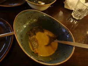 This soup was coconut (Thai-inspired) and delicious and warmed my insides. It was so good I didn't think to take a picture until it was pretty much done.